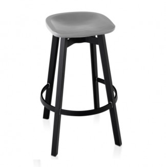 Eco Friendly Indoor Restaurant Furniture Emeco SU Series Bar Stool - Recycled Polyethylene Seat - Black Anodized